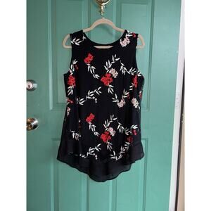 Alfani 1x Multicolor Floral Sleeveless Blouse Tank Round Neck Chiffon